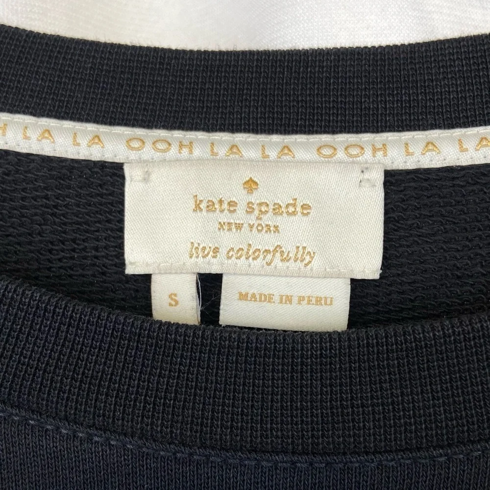 EUC Kate Spade Brooke Street Bakery Dot Black Pink Polka Dot Sweatshirt Small - Picture 5 of 15